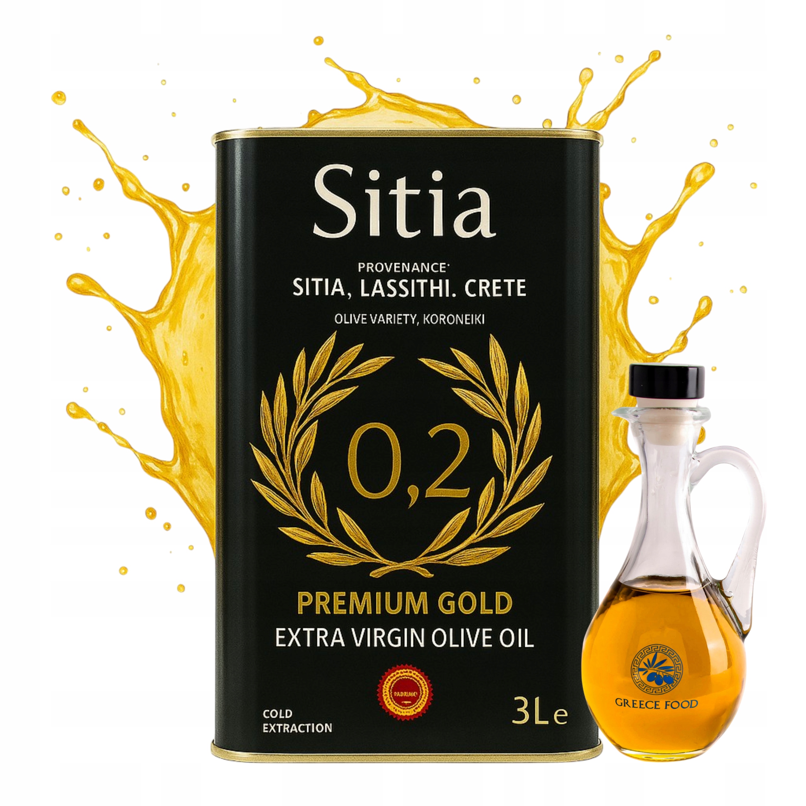 Oliwa Z Oliwek Extra Virgin Grecka Sitia Premium 3L Butelka Szklana 250ML