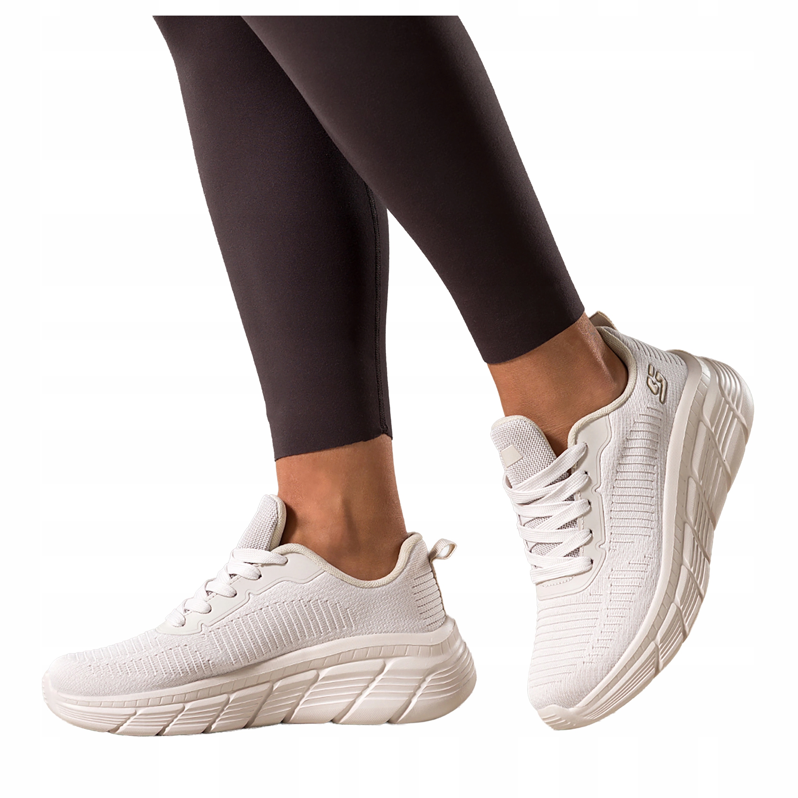 Béžové dámské sportovní tenisky na platformě, šněrovací pro fitness, velikost 38