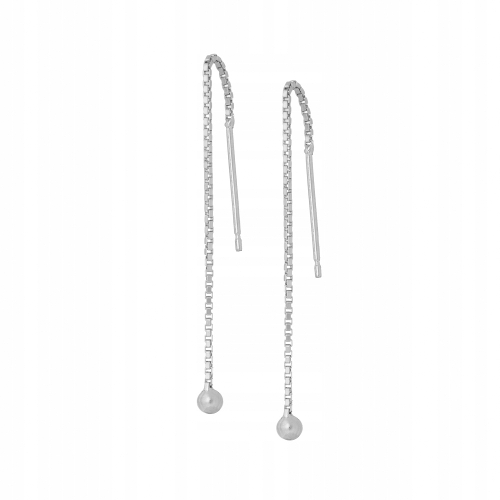 Kolczyki wiszące srebrne Ania Kruk łańcuszki kulki srebro 925