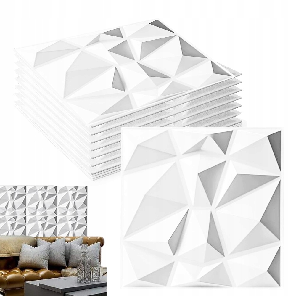 12 Ks 3D Panelů S Diamantem 50X50 CM Pvc: Do Obývacího Pokoje, Ložnice A Komerčního Prostoru
