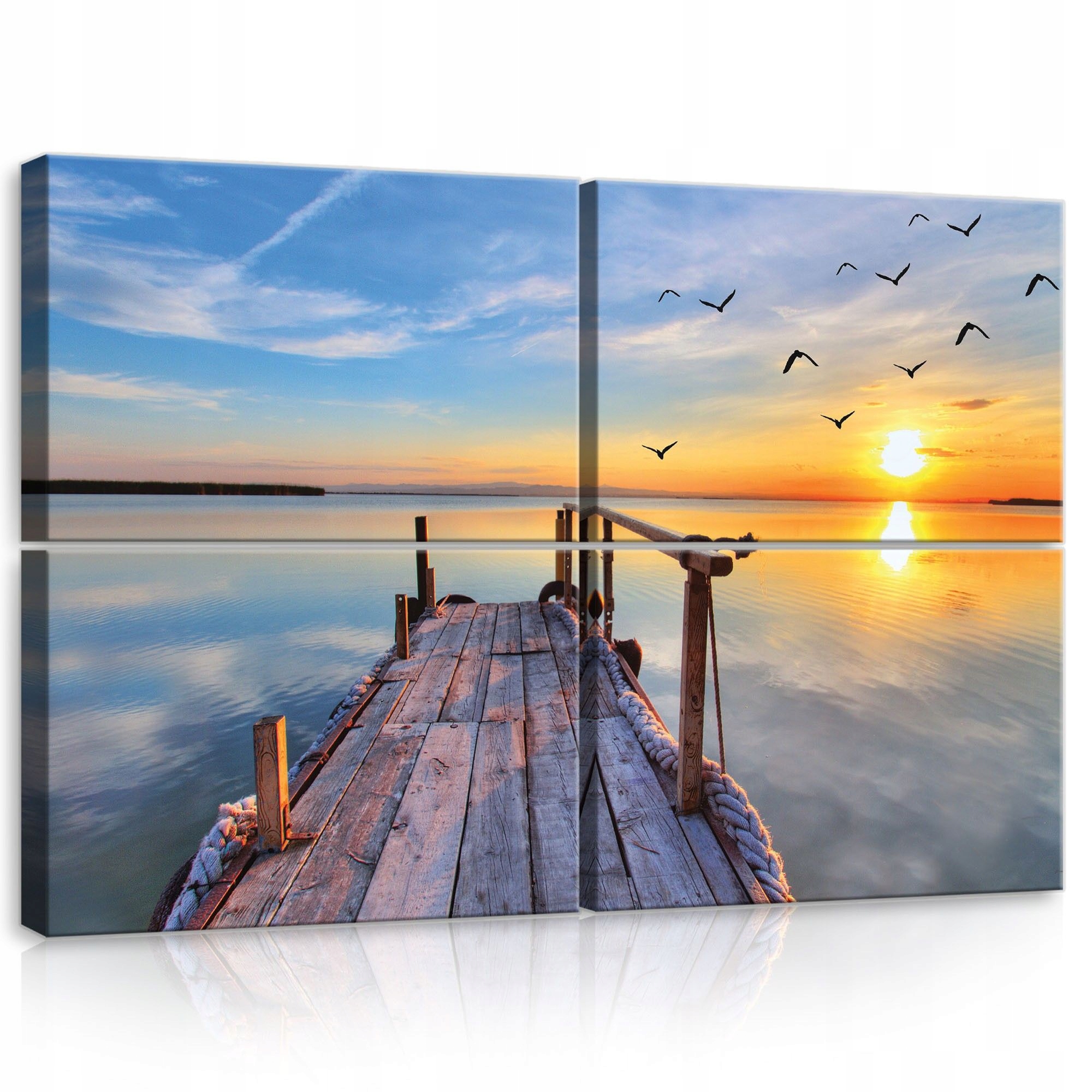 Obraz 120x80 Západ slnka Úsvit more jazero obloha vtáky pokoj príroda