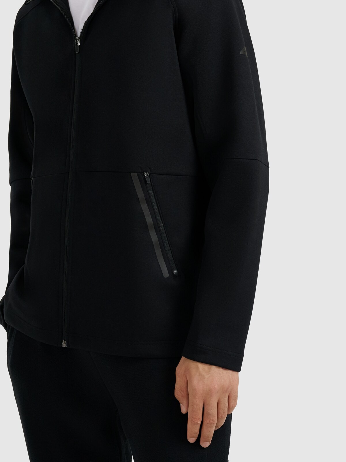 4F pánská mikina s kapucí bavlněná 4FWAW25TSWSM1865 černá