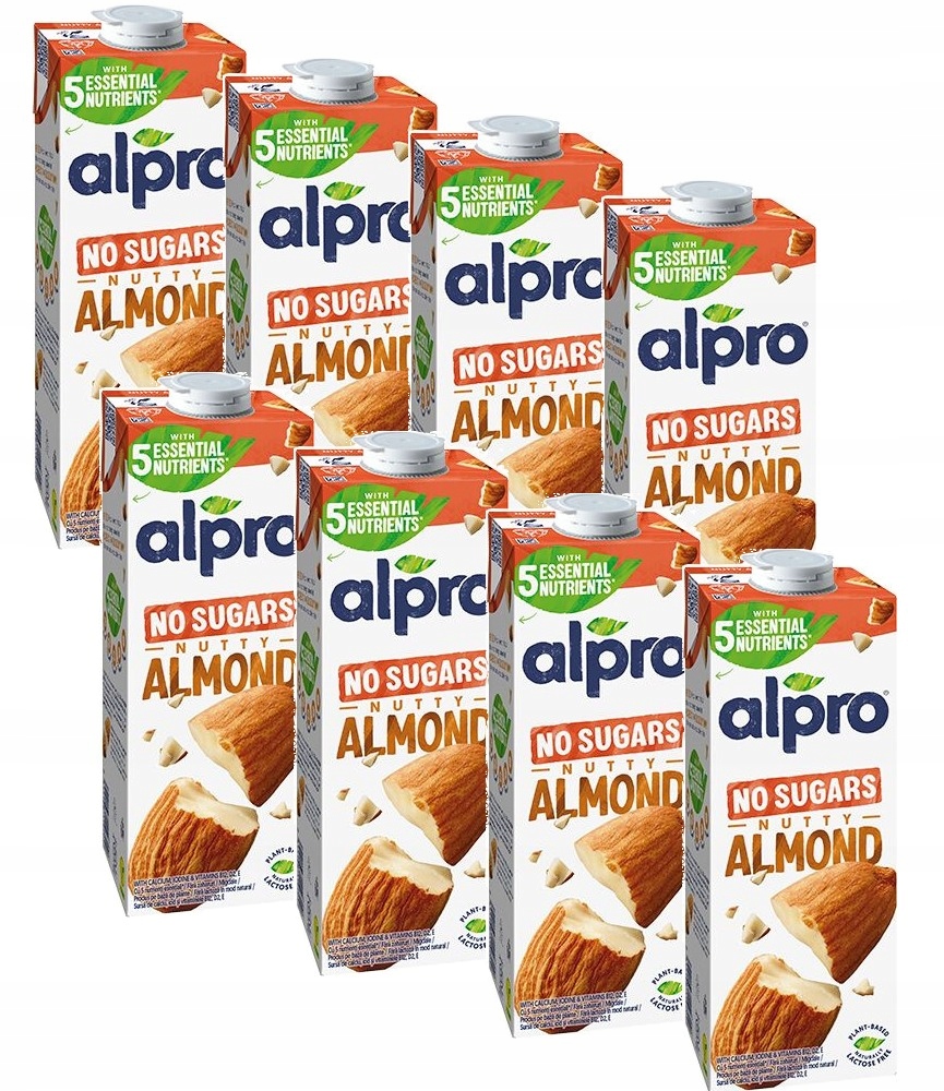 Napój roślinny migdałowy Alpro Migdałowe Niesłodzone Bez Cukru 8x1l
