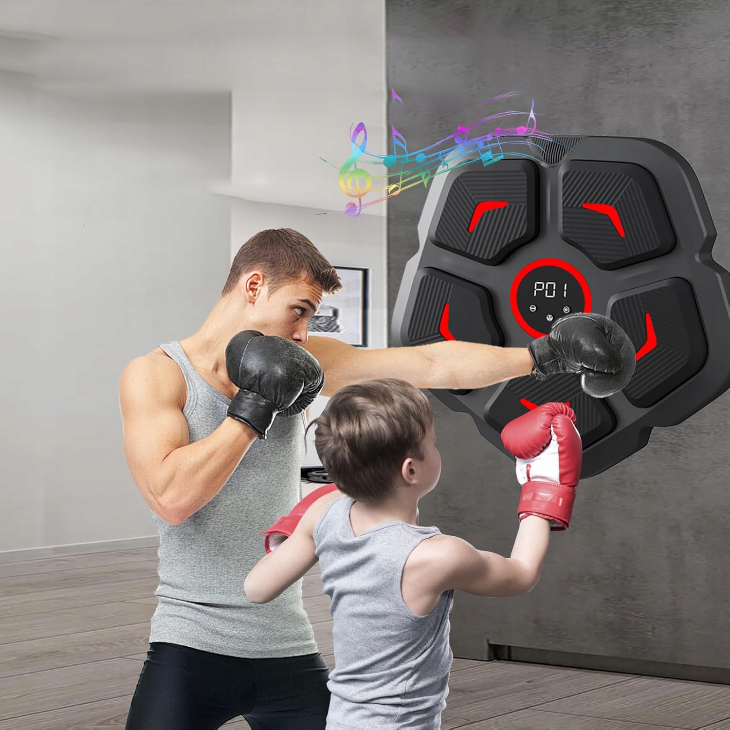 BLUETOOTH MUZYCZNA MASZYNA BOKSERSKA + RĘKAWICE BOKSERSKIE Model TRENAŻER BOKSERSKI