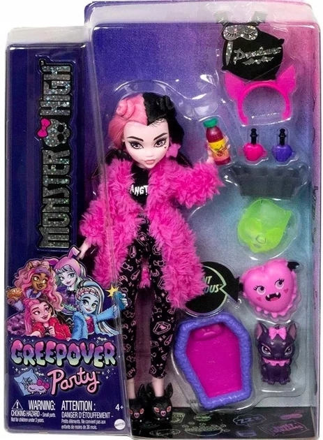 Monster High Lalka Piżama Party Draculaura Zestaw Creepover Akcesoria HKY66