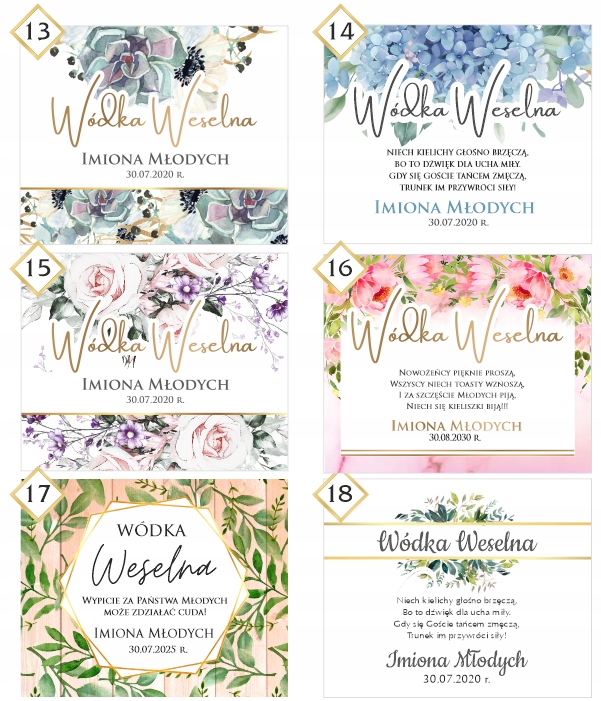 Naklejki / Etykiety na Wódkę / Ślub Biały Bocian Rodzaj etykiety samoprzylepne