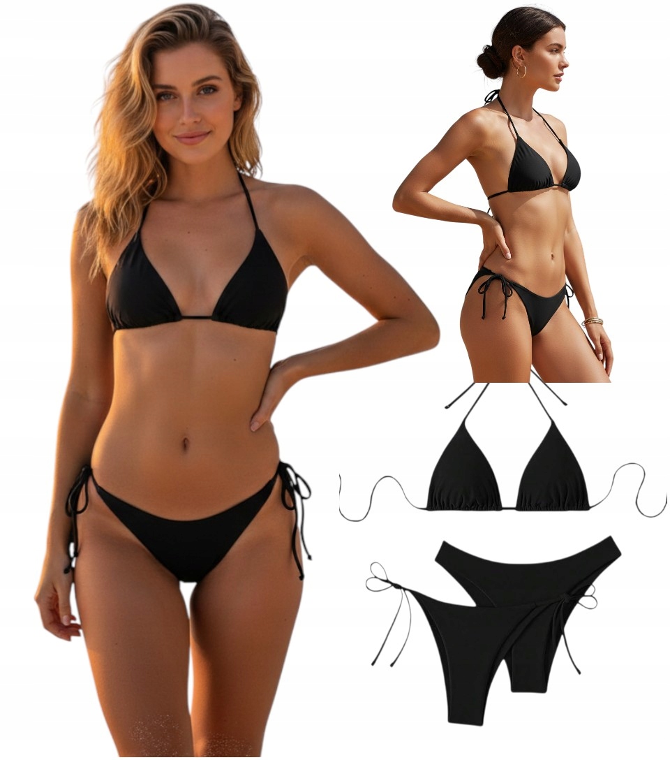 STRÓJ KĄPIELOWY DWUCZĘŚCIOWY BIKINI WIĄZANY 3-ELEMENTOWY PUSH UP M