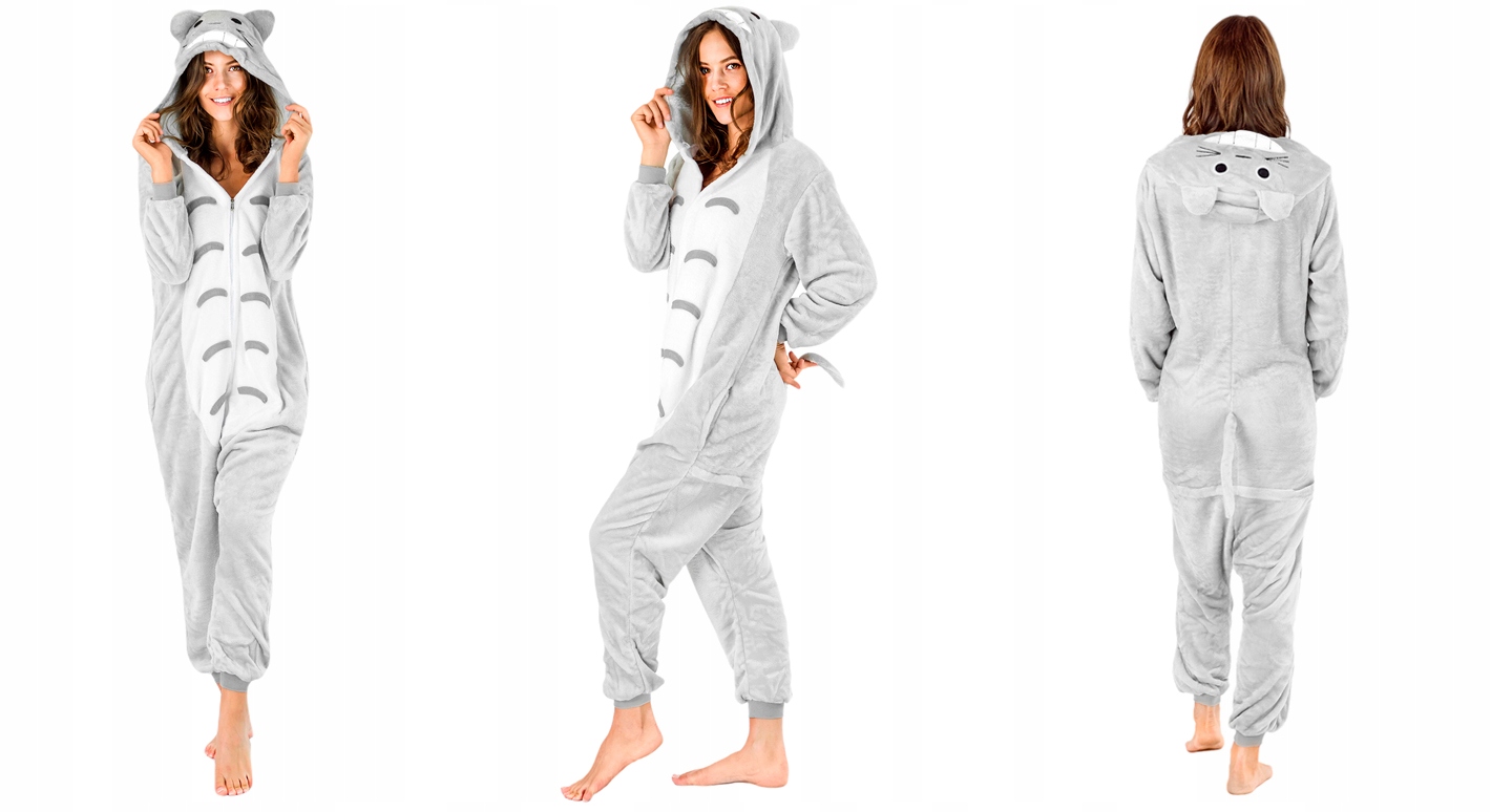 KOSTIUM KIGURUMI ONESIE TOTORO KOMBINEZON PIŻAMA JEDNOCZĘŚCIOWA CIEPŁA M Rozmiar M