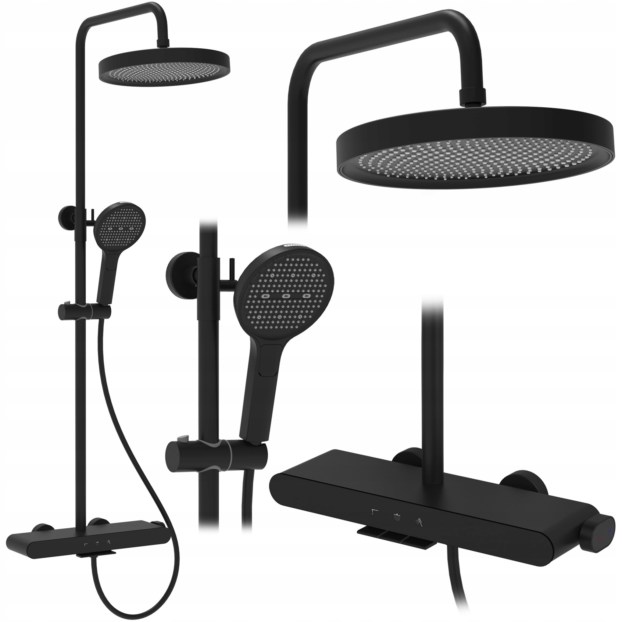 Sprchový set Rea Farel čierna dažďová sprcha vaňová batéria s výtokom