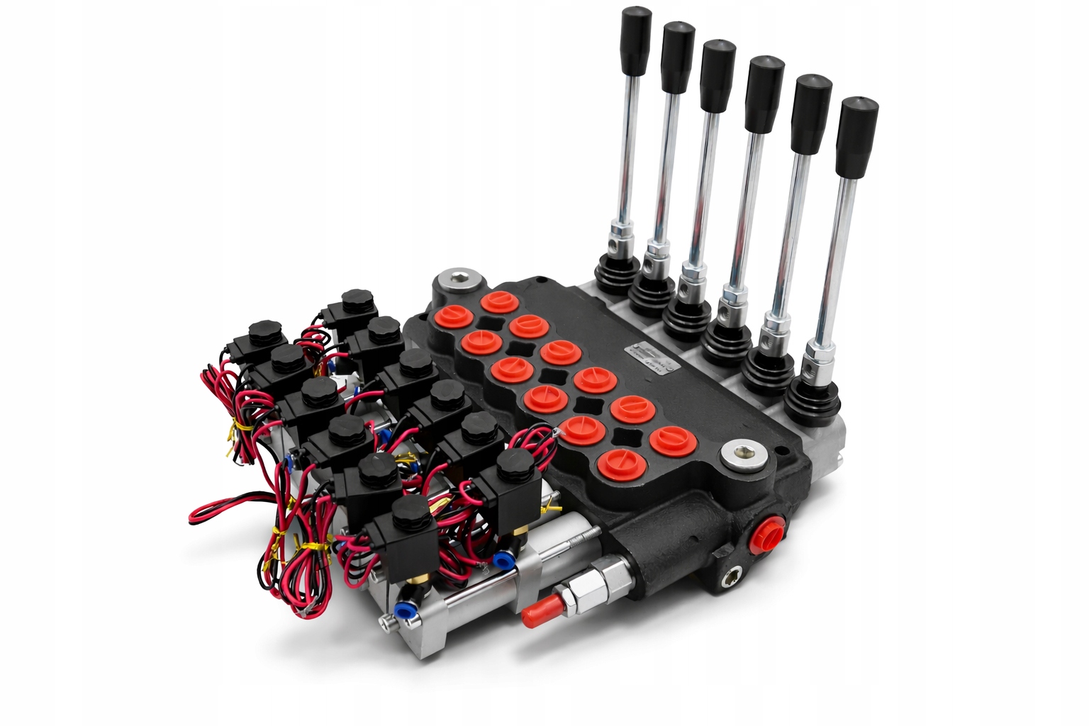 6SEKČNÍ Hydraulický Rozdělovač 40 L, Pneumaticky Ovládaný, 6 Sekcí 24V