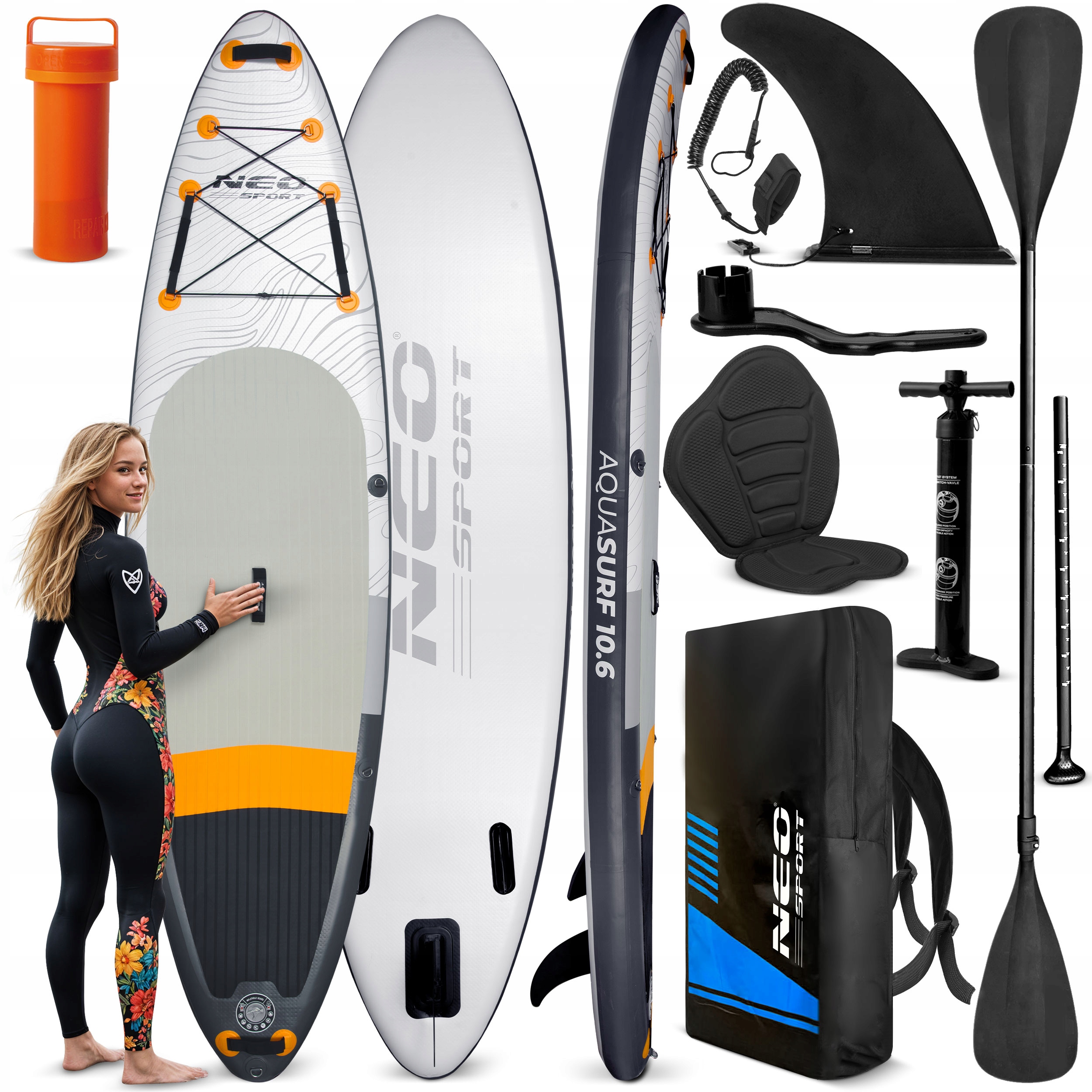 Deska Sup do pływania pompowana Aquasurf 320cm wiosło pompka siedzisko