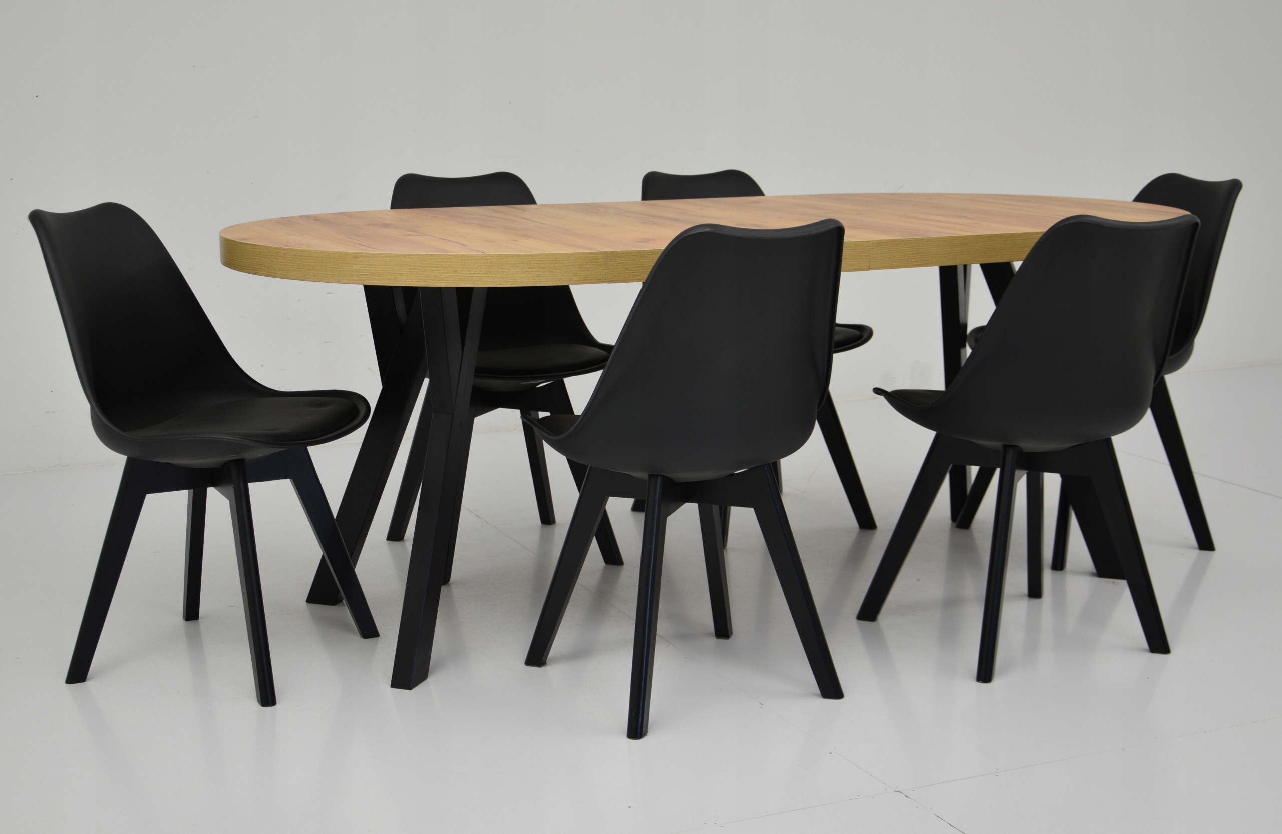 Stół okrągły rozkładany 100 cm 6 krzeseł KOLORY Kod producenta stół okrągły rozkładany