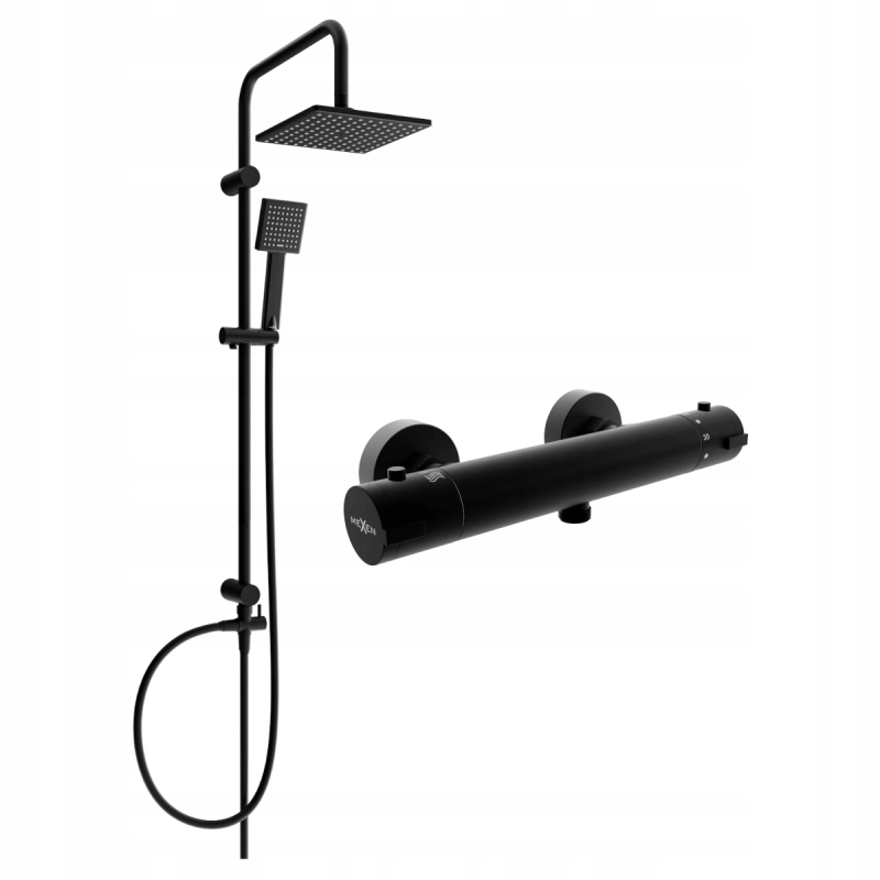 Mexen Tord stenová sprchová súprava s dažďovými tryskami a batériou Kai