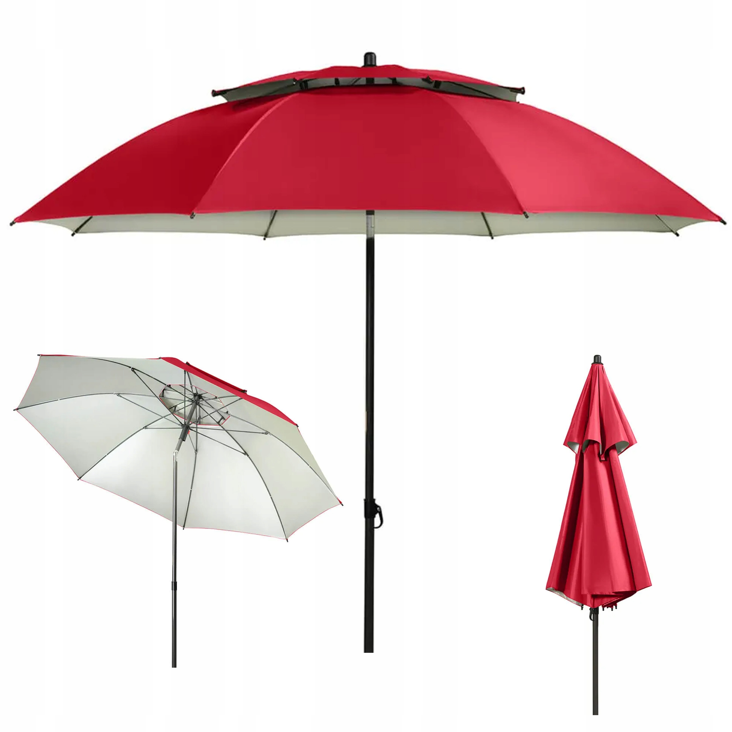 Parasol Ogrodowy Składany Doppler Windprofi 200 cm Łamany Czerwony