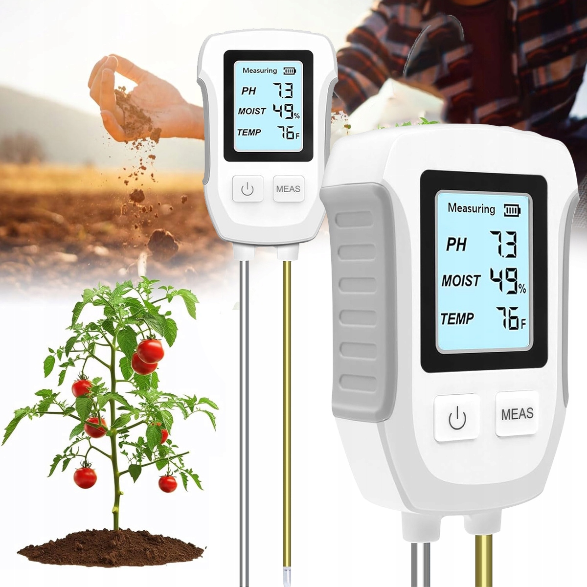 Měřič vlhkosti půdy Půdní kyseloměr 3v1 Tester měřič Ph Země