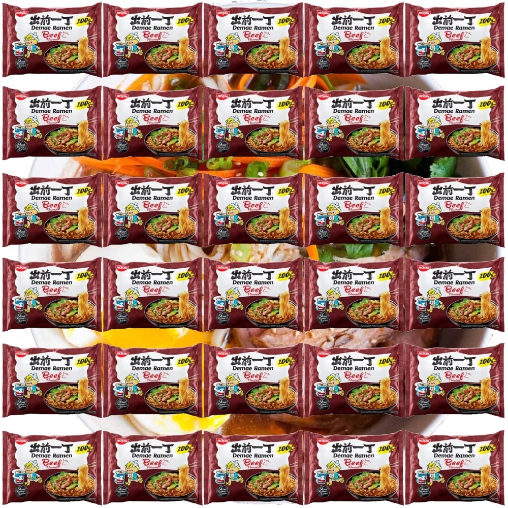 Levně Karton Blesková polévka Těstoviny Demae Ramen Beef Hovězí maso 30x 100g Nissin