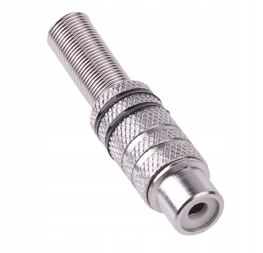 Gniazdo Rca nikiel 2 paski na kabel czarne Lechpol Electronics