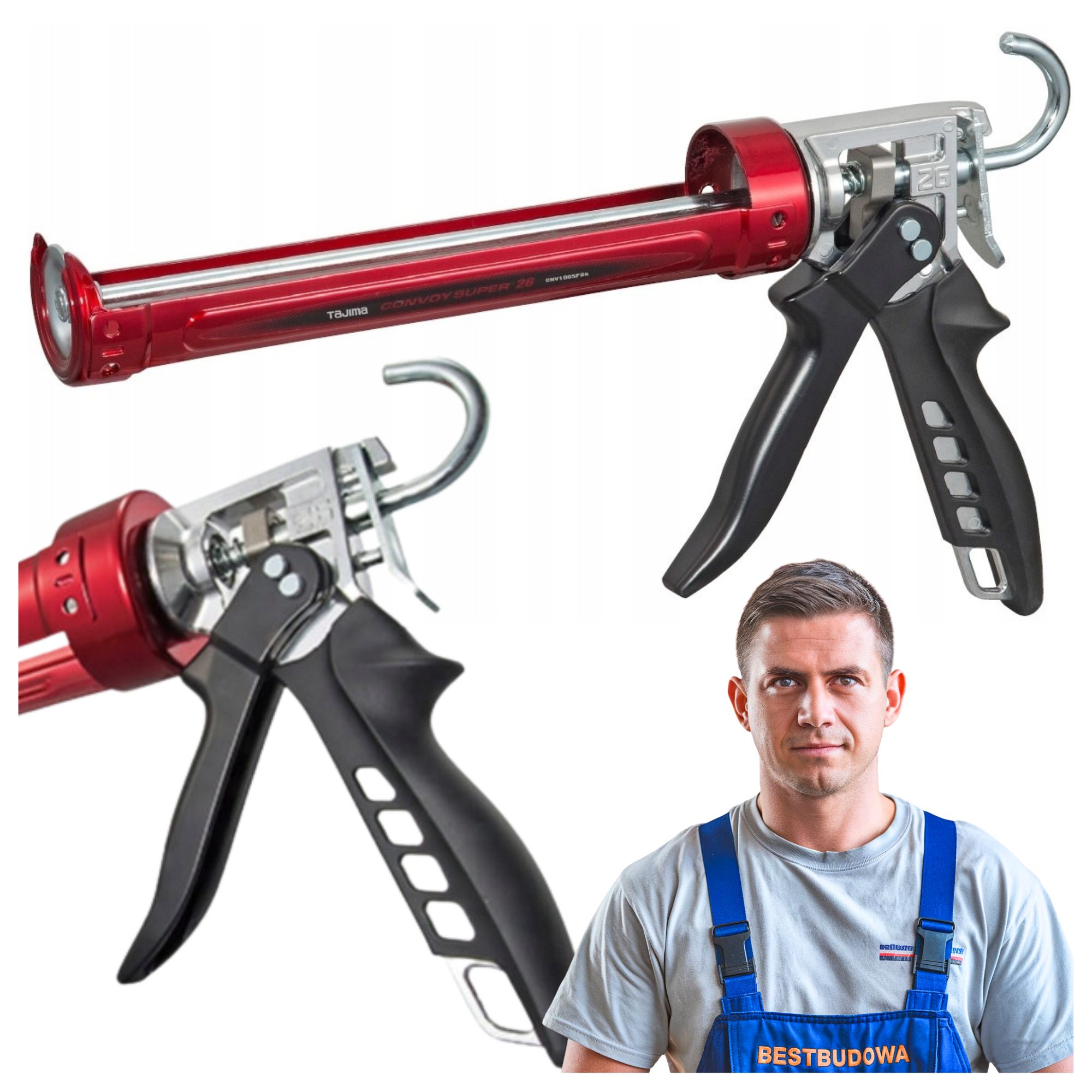 Odšťavňovač Pistole na silikon Tajima Convoy Červený 26:1Odolný