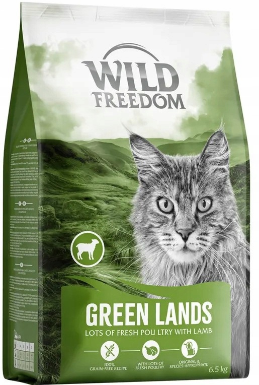 Sucha Karma Dla Kota Wild Freedom Green Land Jagnięcina Mięso 6,5kg Bezzbóż