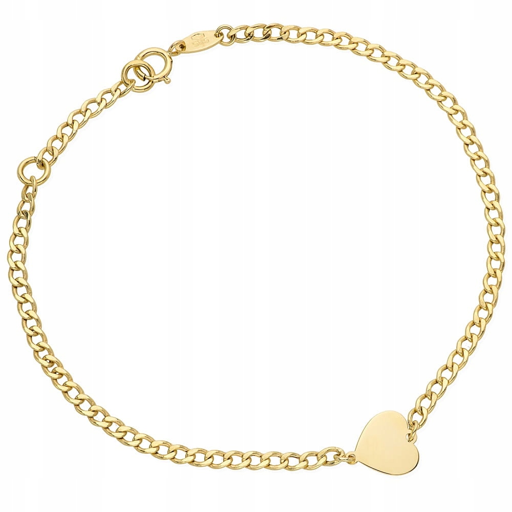 Bransoletka Złota Płaskie Serduszko na Łańcuszku Pancerka pr 585