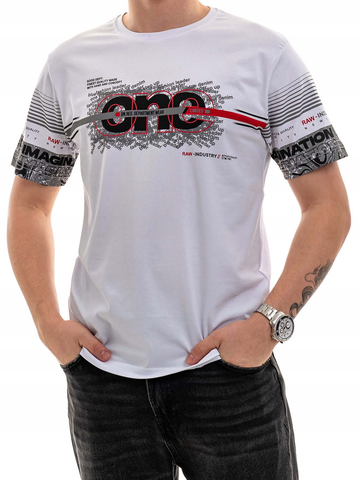 

T-shirt męski bawełniany okrągły dekolt biały XL