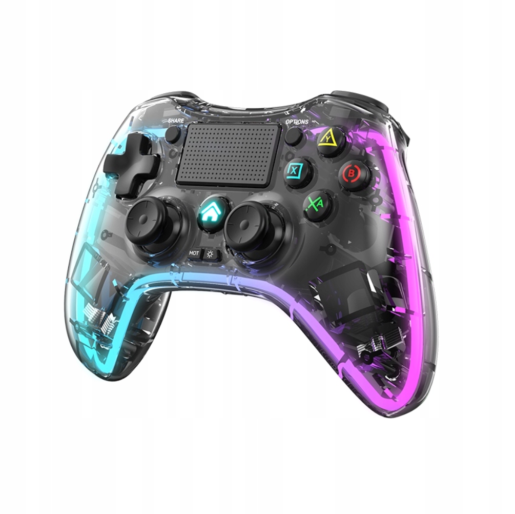 Ovladač Pro PS4 Pad Doubleschock Transparent Led