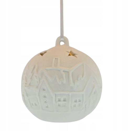 

Bombka Ceramiczna Biała Led Zimowy Domek