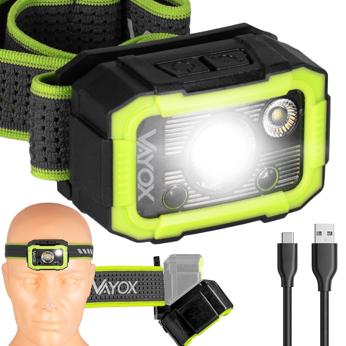 Latarka Czołowa Led Akumulatorowa Czołówka Wodoodporna Usbc 750lm Pro Vayox