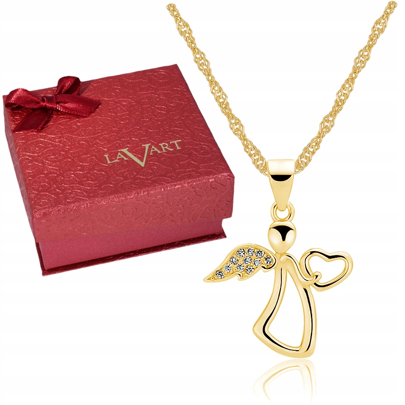 Naszyjnik Złoty łańcuszek Anioł Serce Srebro 925