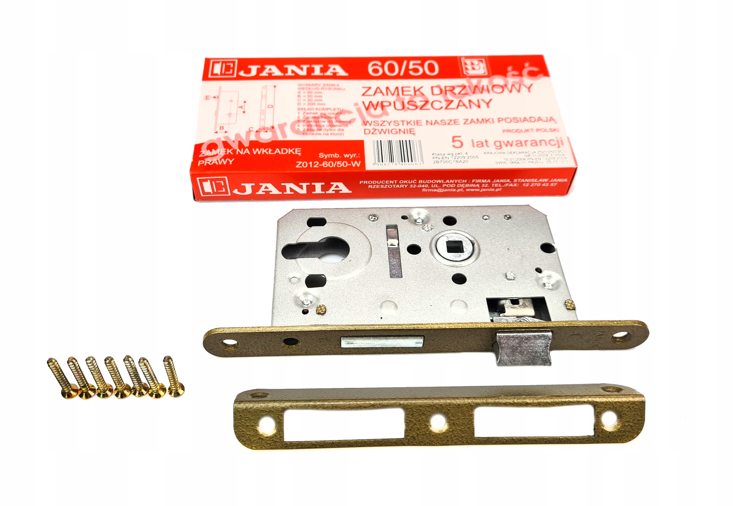 

Zamek Wpuszczany Do Drzwi Jania 60/50 Wkład (Z012)