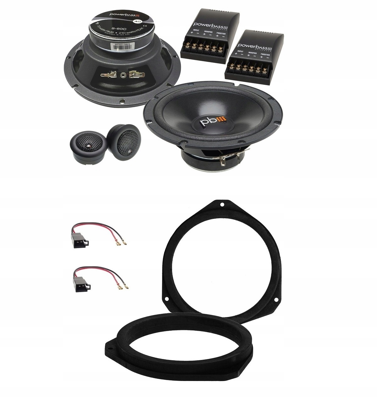 Powerbass S-60C Mdf distanční reproduktory Opel Corsa D Astra H Vectra C 165 mm