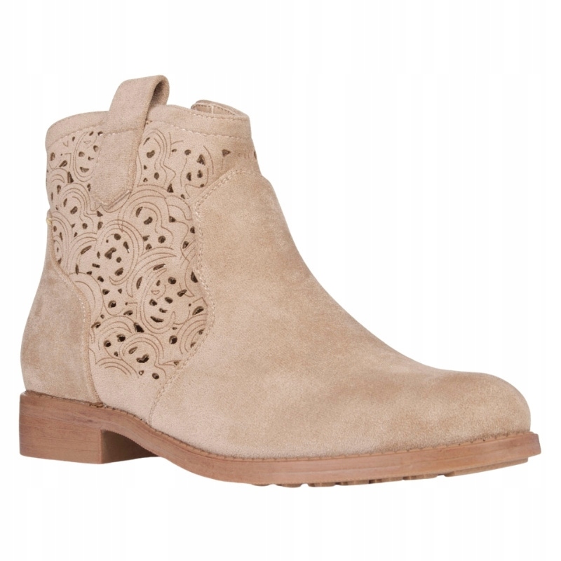 Dámské kotníkové boty S. Barski HY61-8019 ažurové béžové vel. 39