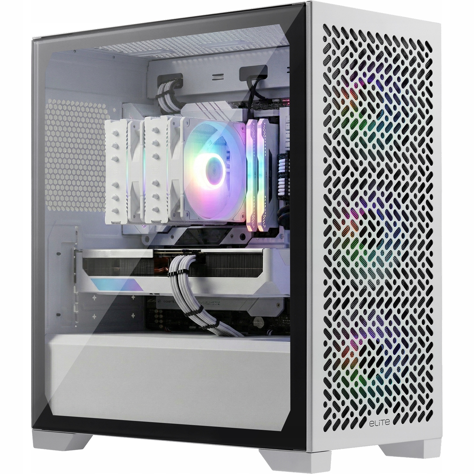 Obudowa do komputera biała gamingowa wentylatory Argb filtry Usb-c mATX