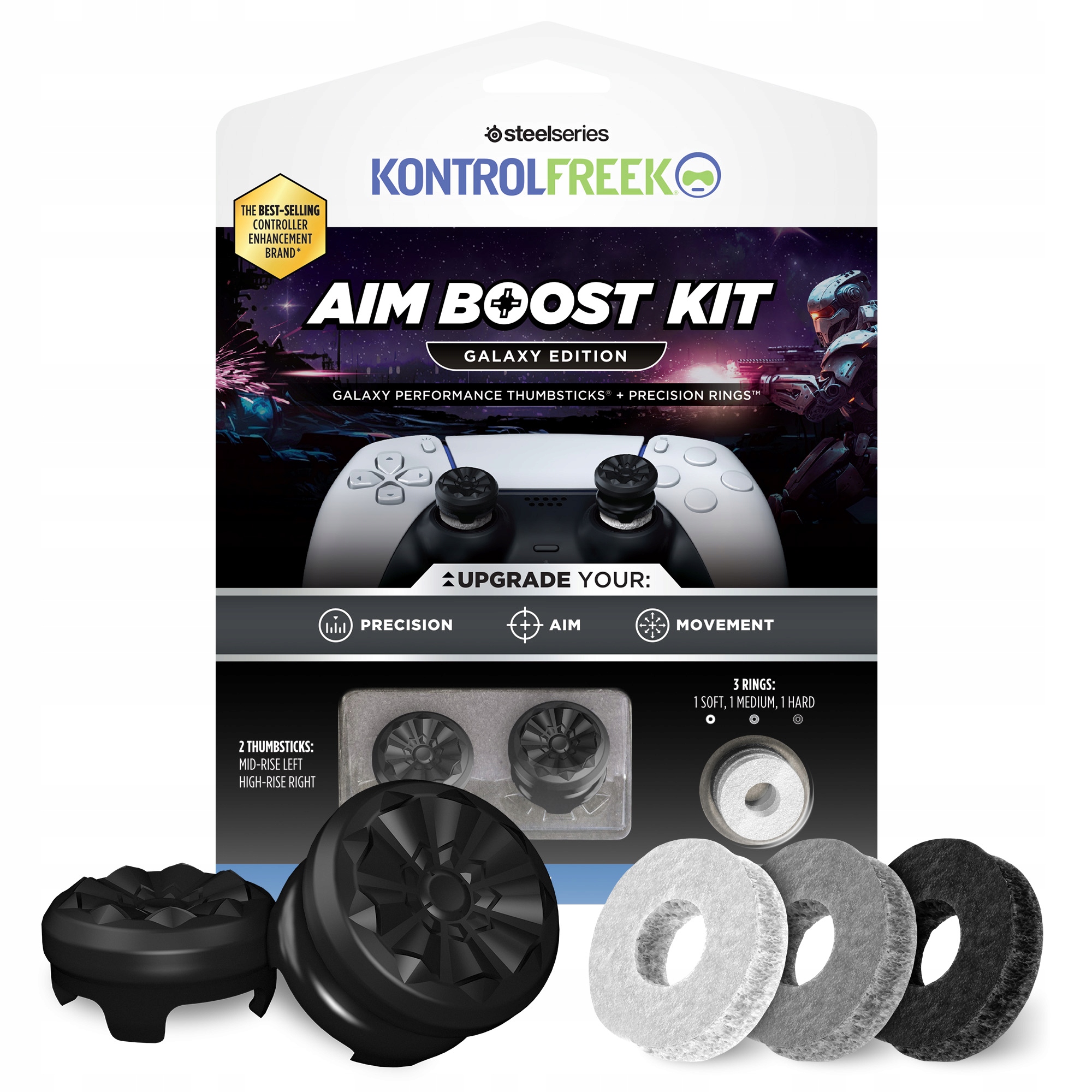 Nakładki na uchwyty pada gripy KontrolFreek Galaxy Black AimBoost PS5