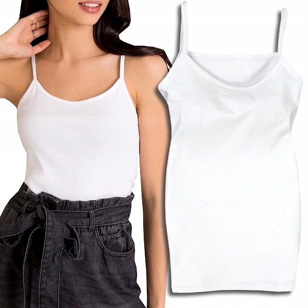 BLUZKA NA RAMIĄCZKACH TOP BAWEŁNA Koszulka KOLORY