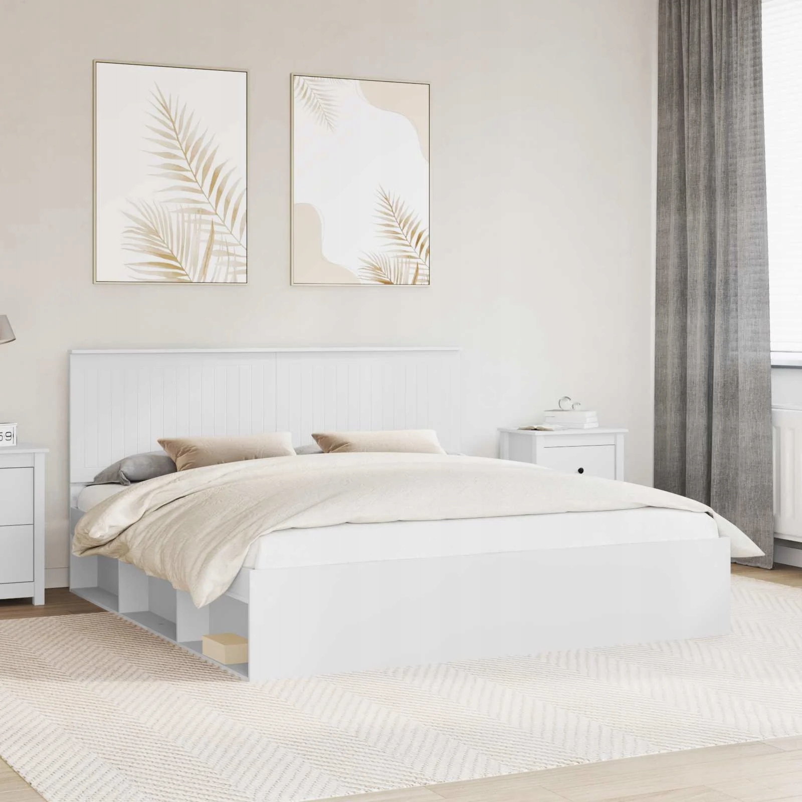 vidaXL Rám postele s čelo Bílá 180 x 200 cm Masivní borové dřevo
