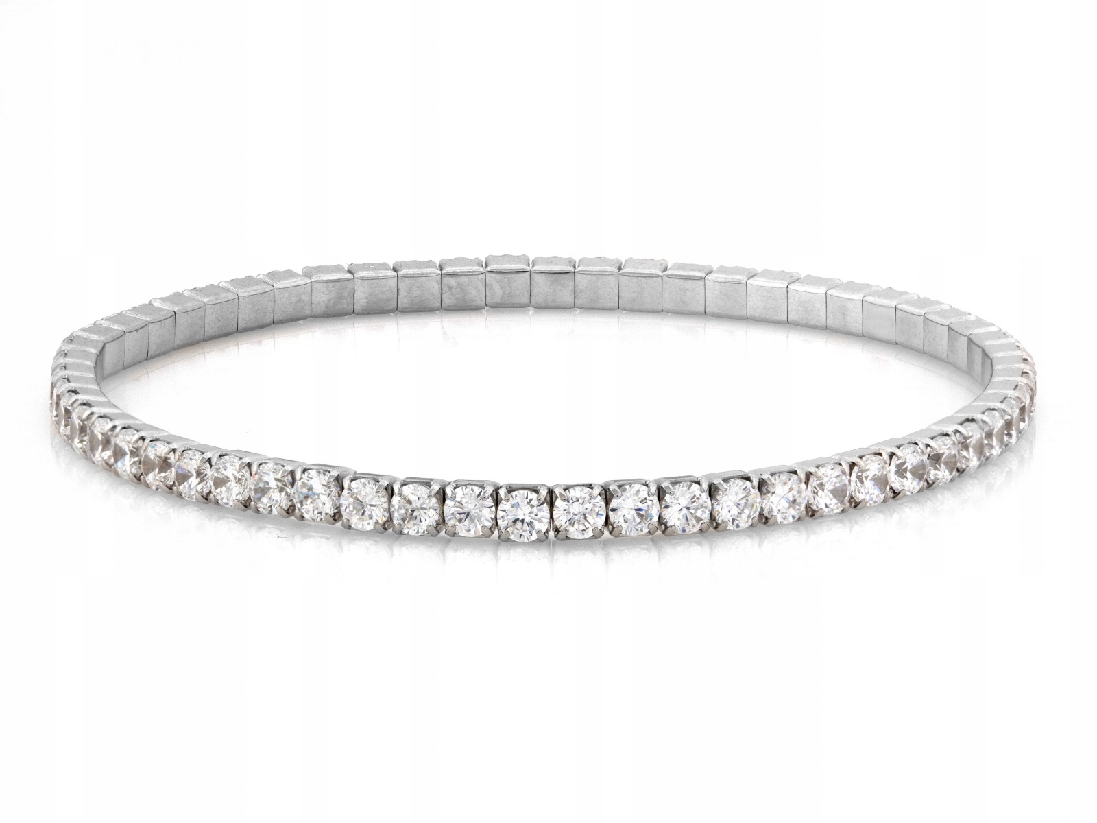 Stříbrný náramek pro ženu 925 Elastický se zirkony jako dárek r17