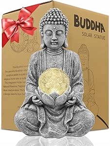 Buddha Solárna Figurka Záhradná Led meditujúca Buddha Dekorácia 26,5 cm Zen