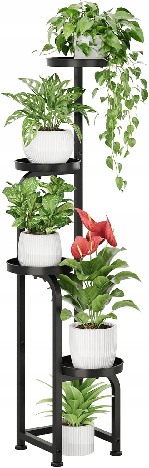 Kovový Nárožní Stojan Na Květiny 4 Patra 116,8 cm Černý