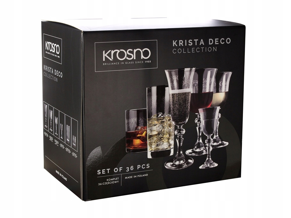 

Krosno Krista Deco Zestaw Kieliszki Szklanki 36 Cz