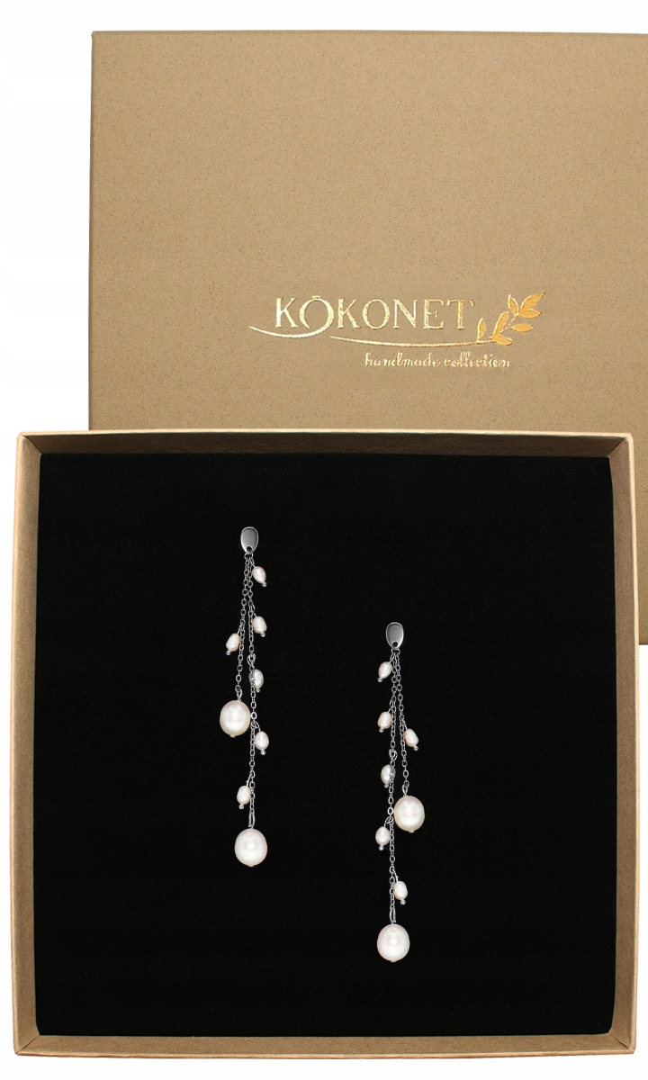 Dlouhé náušnice ruční výroba, závěsné, stříbrné, přírodní, Klasika