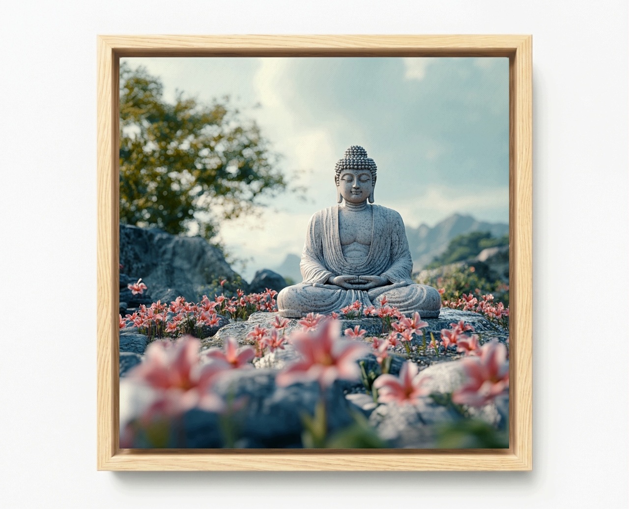 Obraz Rám Americký Box Náboženství Socha Buddha Meditace Zen 50x50