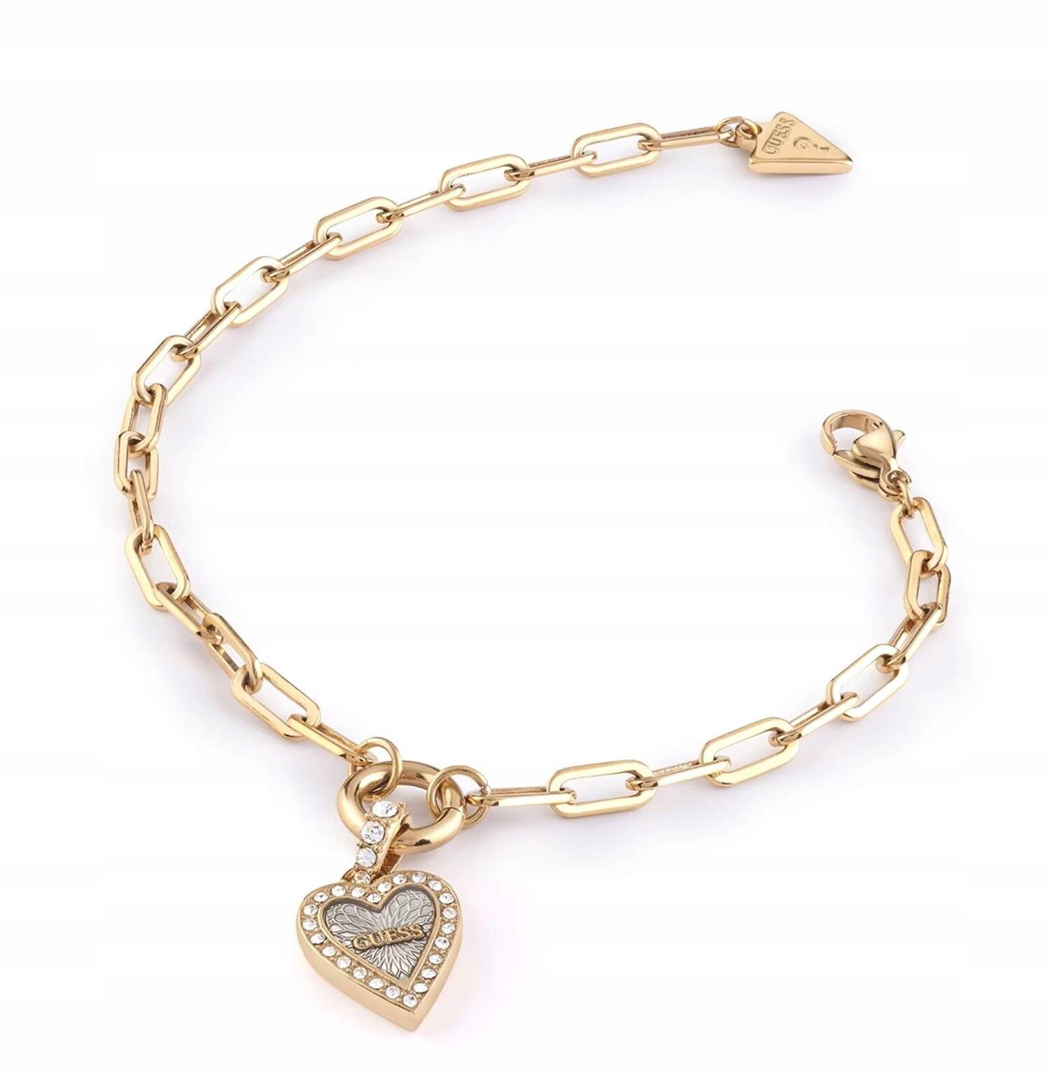 Zlatý Ocelový Náramek Guess Miluji Tender Srdce JUBB03240JWYGRHS