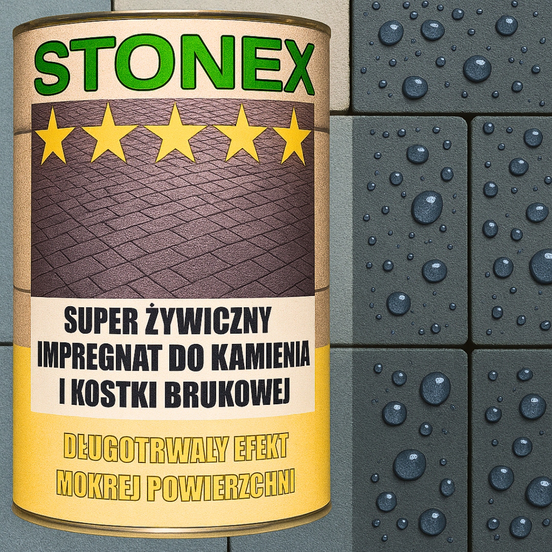 Impregnat do kostki i ogrodzeń pustaka Efekt Mokry Olej Rysy Stonex 10L