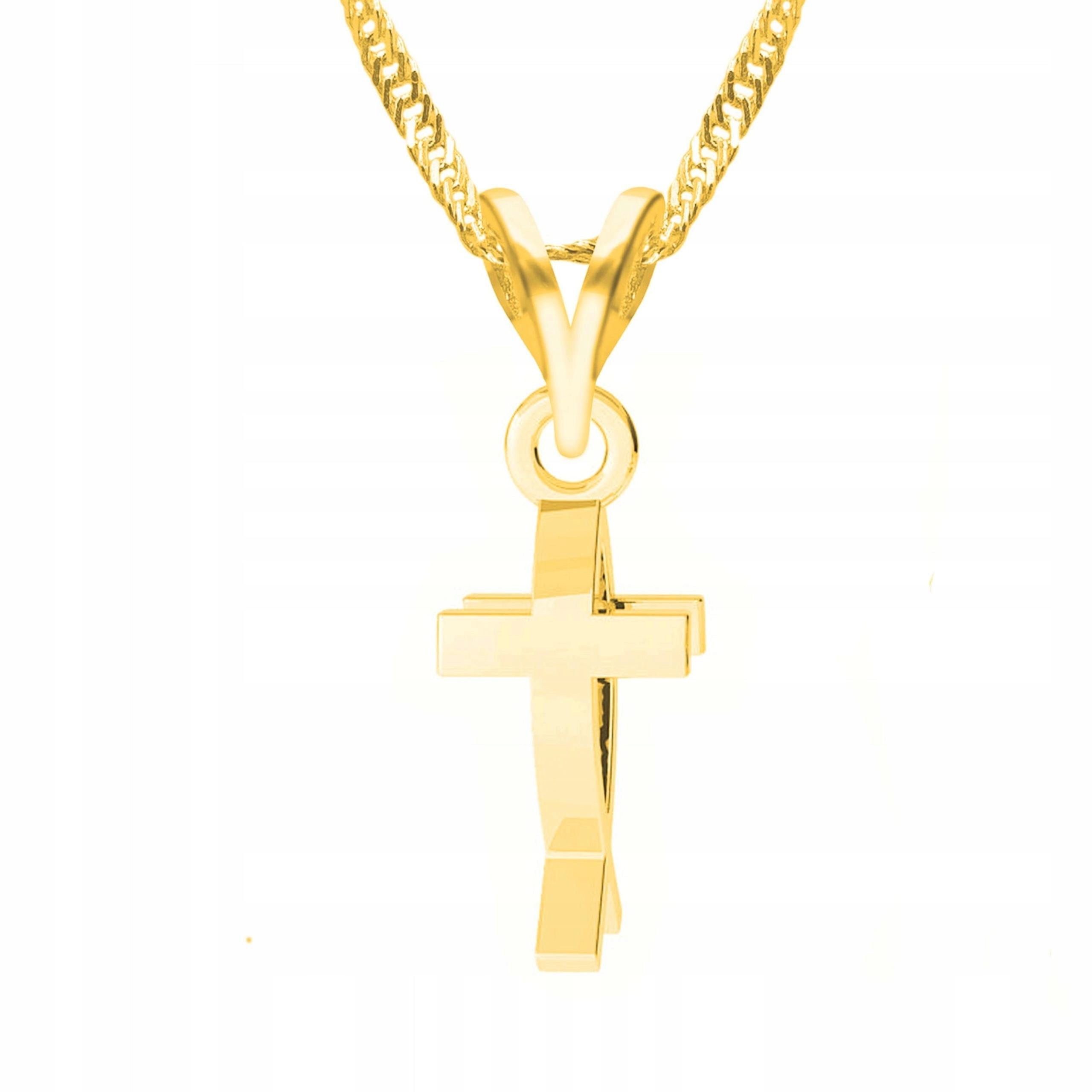 Zlatý náhrdelník s křížkem Rybka Křížek Ryba Cross Fish Stříbro 925