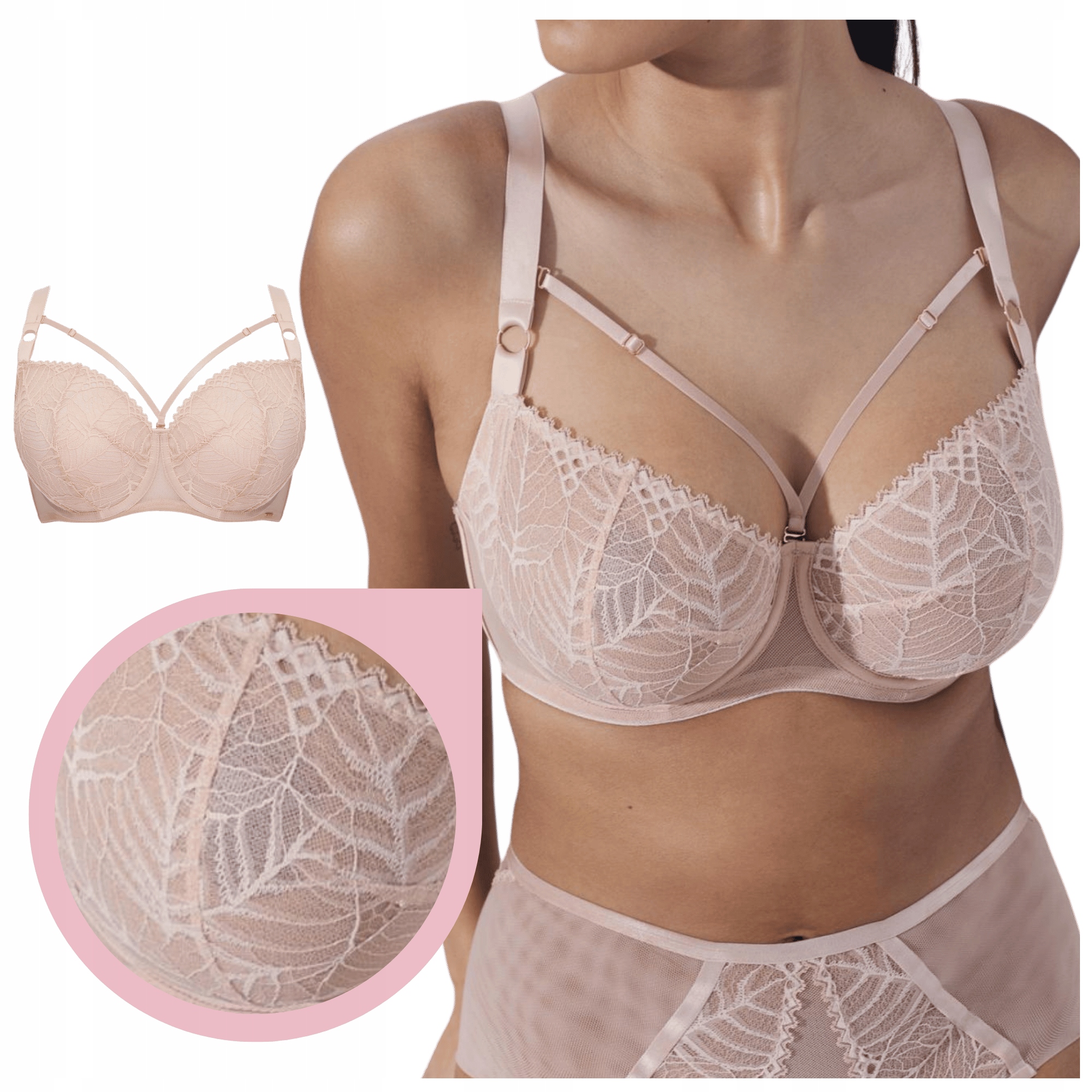 Alles Beverly M měkká podprsenka s béžovými krajkovými proužky typu straps 65I