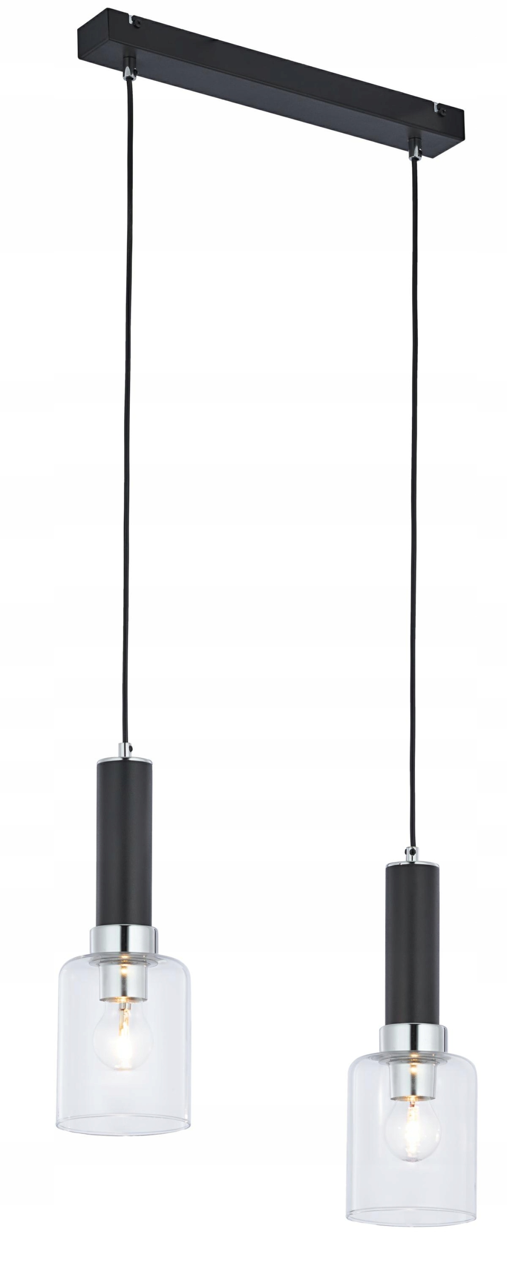 Závesná lampa Tuluza Čierna Strieborná Sklenené Tienidlá 2xE27 Stropná lampa Dom