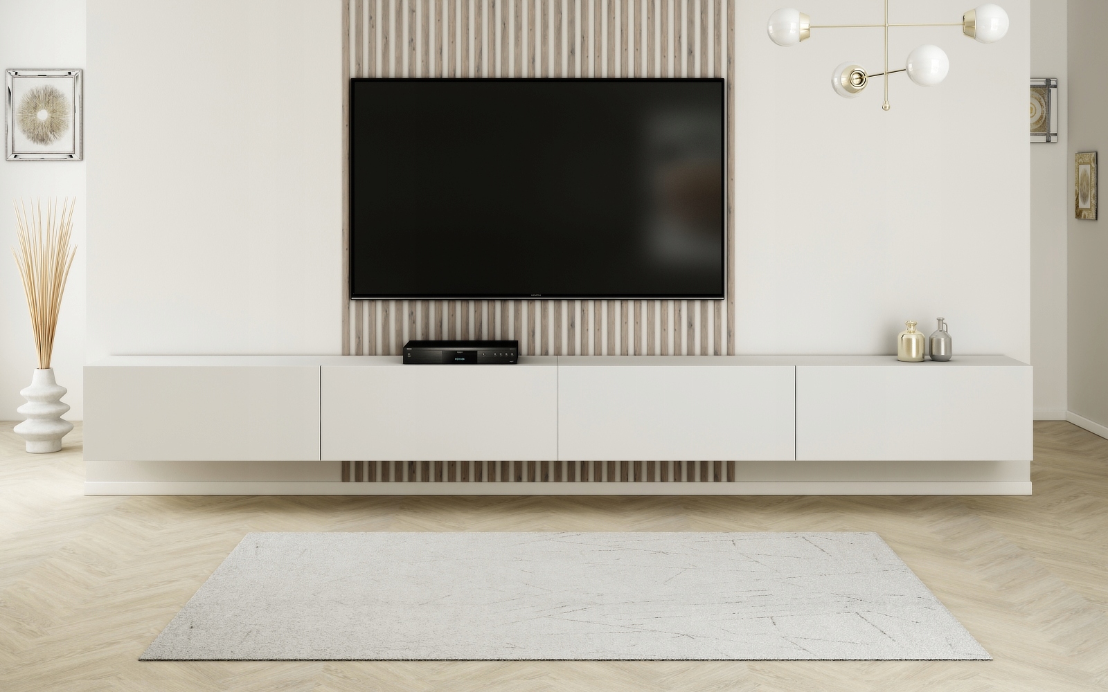 SZAFKA RTV POD TELEWIZOR KOMODA WISZĄCA 240 CM BIAŁY MAT