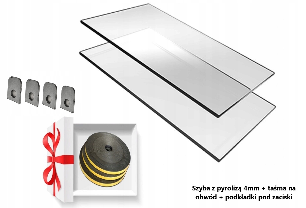 SZYBA SAMOCZYSZCZĄCA DO KOMINKA KOMINKOWA +AKCESORIA