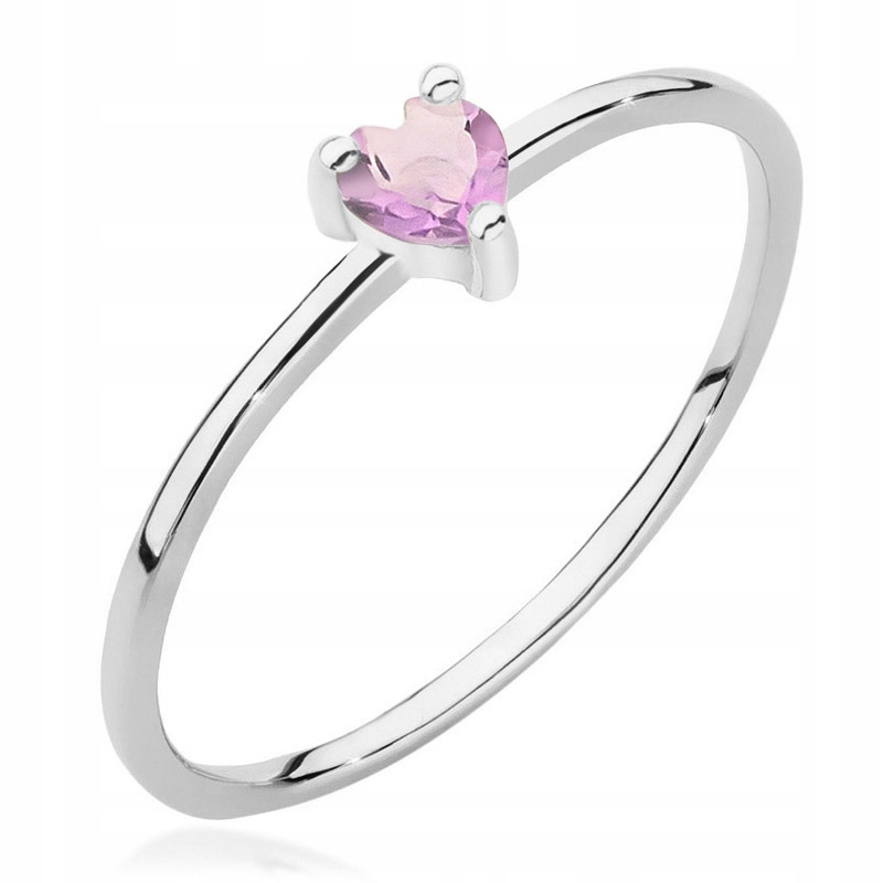 Zlatý Prstýnek 585 s Ametystem 0,10 ct Srdce 14k